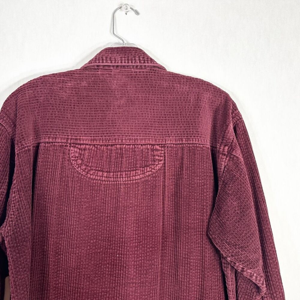 VTG Winnie the Pooh Medium Top Button Up Blouse Corduroy Embroidered Maroon 1394 - Picture 5 of 8